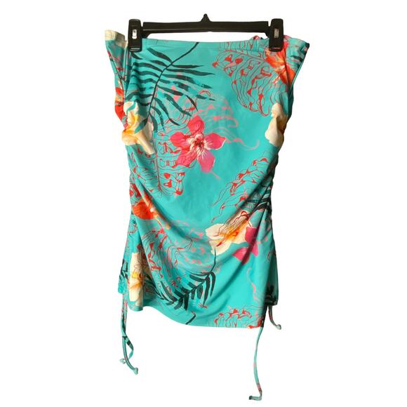 Women's Hapari Swim Bathing Suit TOP (only) 16 turq w Pink . Side rouching EUC - Picture 9 of 15